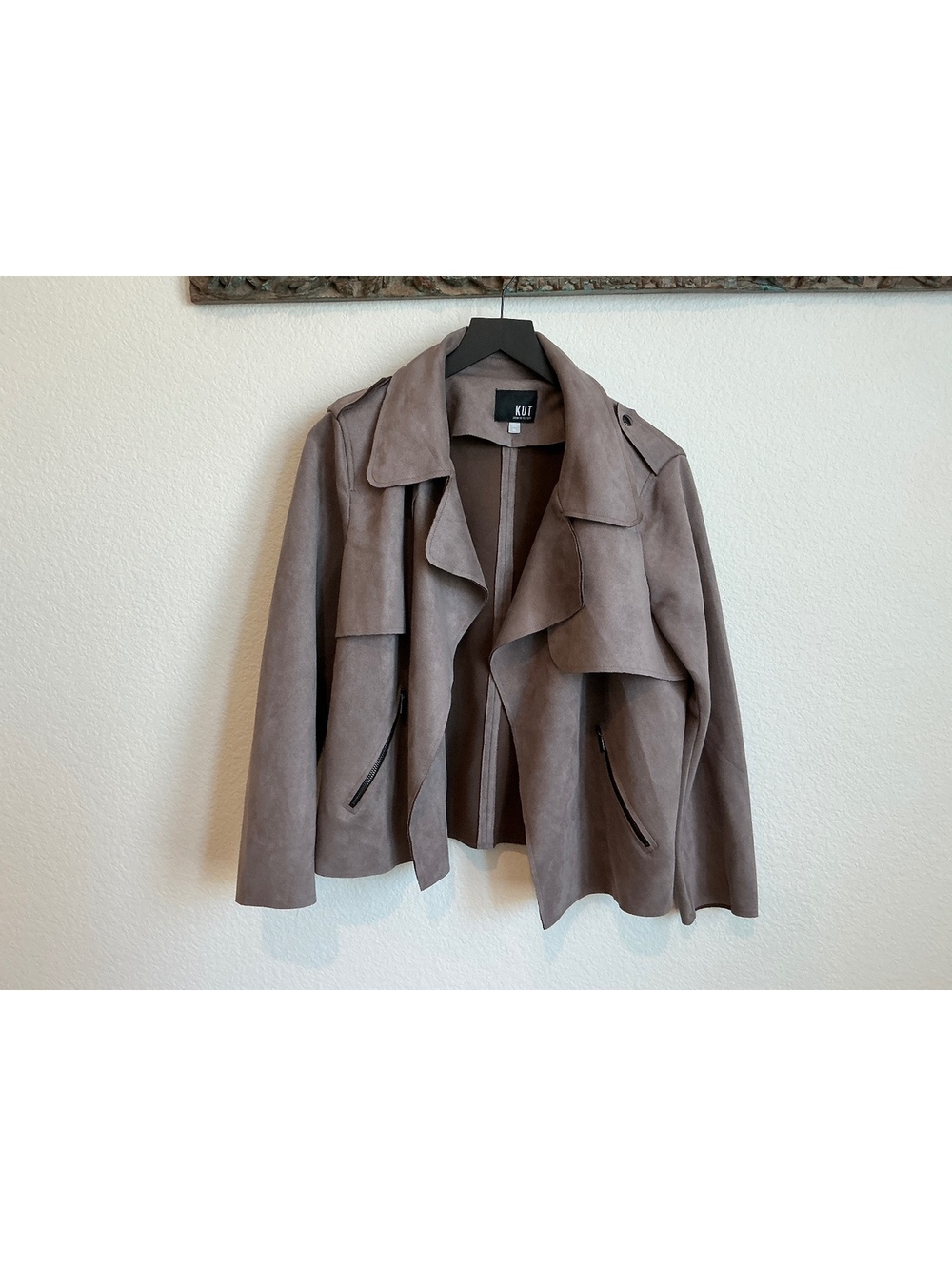 KUT from the Kloth Women's Faux Suede Jacket XL Taupe